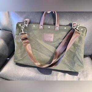 Olive and Brown Men's Duffel Bag